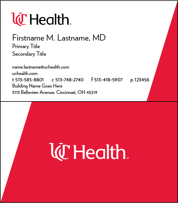 UC Health business card